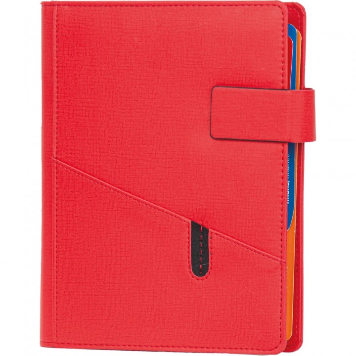 Kırmızı Organizer Ajanda Telefon Tutuculu Hesap Makineli Metal Tokalı 18x23 cm